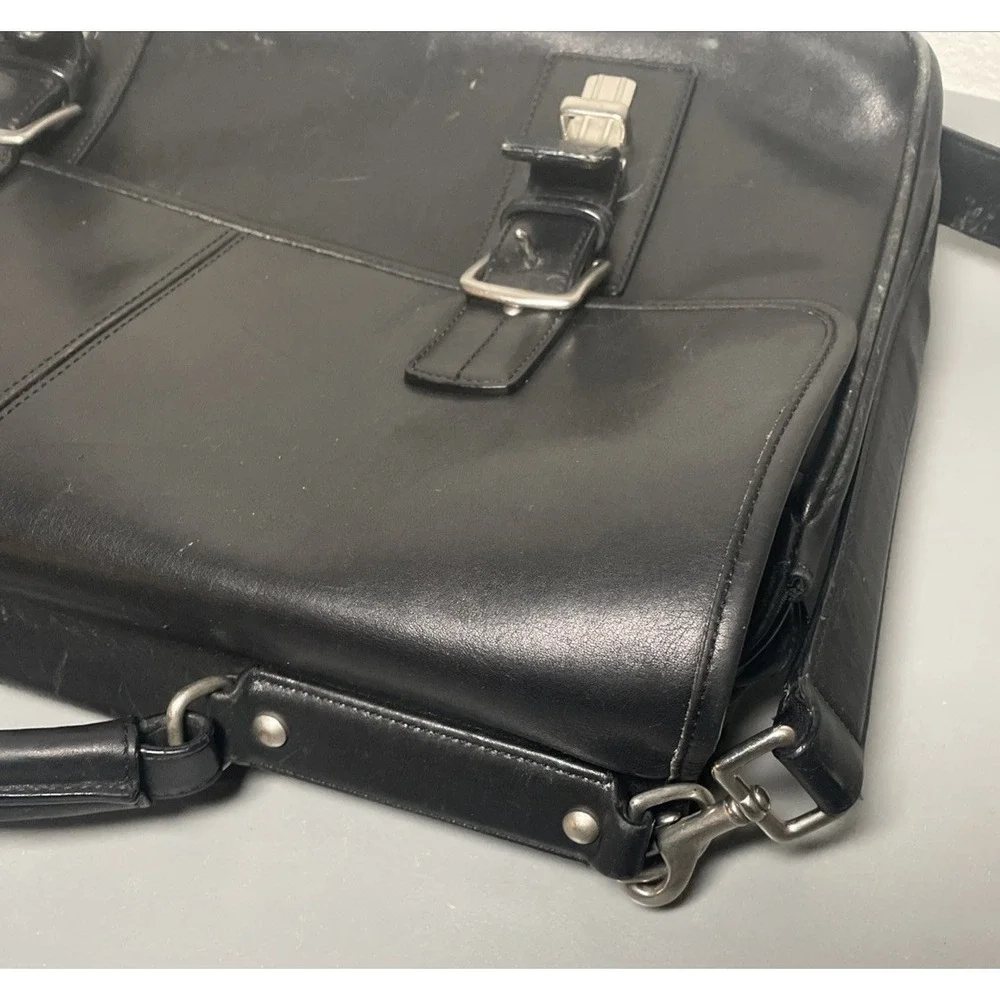 Vintage COACH F06455 Thompson‎ Black Leather Briefcase Laptop Messenger Bag